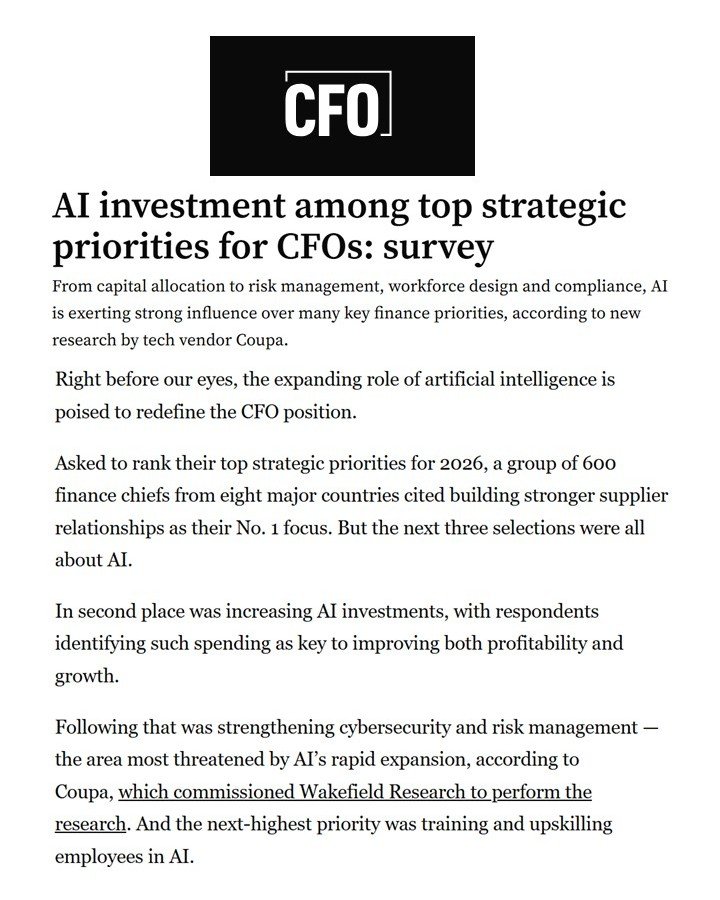 AI Emerges as a Top Strategic Priority for CFOs